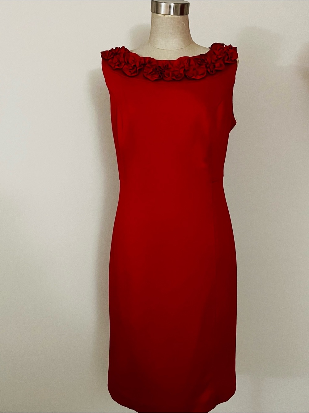 Charter Club Red Floral-Trim Sheath Midi Dress
